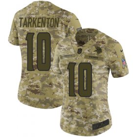 Wholesale Cheap Nike Vikings #10 Fran Tarkenton Camo Women\'s Stitched NFL Limited 2018 Salute to Service Jersey