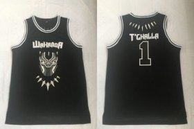 Wholesale Cheap Black Panther Wakanda 1 T\'Challa Black Stitched Movie Basketball Jersey