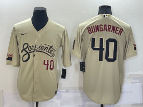 Wholesale Cheap Men\'s Arizona Diamondback #40 Madison Bumgarner Number Gold 2021 City Connect Stitched Cool Base Nike Jersey