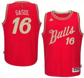 Wholesale Cheap Men\'s Chicago Bulls #16 Pau Gasol Revolution 30 Swingman 2015 Christmas Day Red Jersey