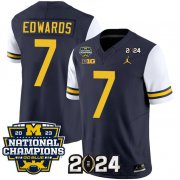 Cheap Men's Michigan Wolverines #7 Donovan Edwards Navy White 2024 F.U.S.E. With 2023 National Champions Patch Stitched Jersey