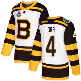 Wholesale Cheap Adidas Bruins #4 Bobby Orr White Authentic 2019 Winter Classic Stanley Cup Final Bound Youth Stitched NHL Jersey