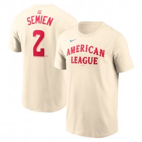 Men\'s American League #2 Marcus Semien Cream 2024 All-Star Name & Number T-Shirt