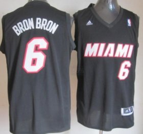 Wholesale Cheap Miami Heat #6 Bron Bron Black Fashion Jersey