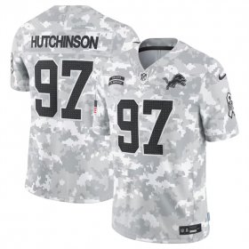 Men\'s Detroit Lions #97 Aidan Hutchinson 2024 Arctic Camo Salute To Service Limited Stitched Football Jersey