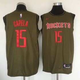 Wholesale Cheap Houston Rockets #15 Clint Cepela Olive Nike Swingman Jersey