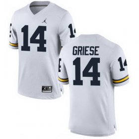 Wholesale Cheap Men\'s Michigan Wolverines #14 Brian Griese Retired White Stitched College Football Brand Jordan NCAA Jersey