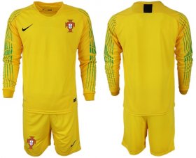 Wholesale Cheap Portugal Blank Yellow Goalkeeper Long Sleeves Soccer Country Jersey