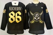 Cheap Men's Tampa Bay Lightning #86 Nikita Kucherov 2024-25 Black Gasparilla Inspired Pirate-Themed Warmup Stitched Jersey