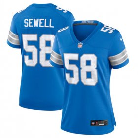 Cheap Women\'s Detroit Lions #58 Penei Sewell Blue Stitched Jersey(Run Smaller)