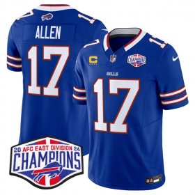 Cheap Men\'s Buffalo Bills #17 Josh Allen Royal F.U.S.E. 2024 AFC East Division Champions With 4-Star C Ptach Vapor Limited Stitched Football Jersey