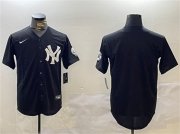 Cheap Men's New York Yankees Blank Black With Patch Cool Base Stitched Baseball Jersey