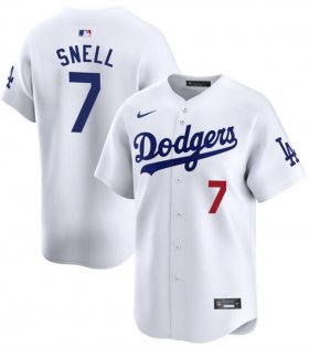 Cheap Men\'s Los Angeles Dodgers #7 Blake Snell White 2024 Home Limited Stitched Baseball Jersey