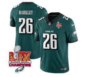 Cheap Men\'s Philadelphia Eagles #26 Saquon Barkley Green 2025 Eagles Logo Super Bowl LIX Patch New F.U.S.E. Vapor Untouchable Limited Football Stitched Jersey