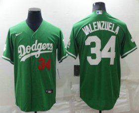 Wholesale Cheap Men\'s Los Angeles Dodgers #34 Fernando Valenzuela Green Celtic Cool Base Stitched Jersey