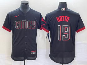 Wholesale Cheap Men\'s Cincinnati Reds #19 Joey Votto Black 2023 City Connect Flex Base Stitched Jersey 1