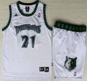 Wholesale Cheap Minnesota Timberwolves #21 Kevin Garnett White Hardwood Classics Revolution 30 Jersey Short