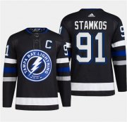 Cheap Men's Tampa Bay Lightning #91 Steven Stamkos Black 2024 Stadium Series Stitched Jersey