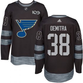 Wholesale Cheap Adidas Blues #38 Pavol Demitra Black 1917-2017 100th Anniversary Stitched NHL Jersey