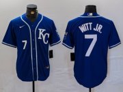 Cheap Men's Kansas City Royals #7 Bobby Witt Jr Number Royal Cool Base Stitched Baseball Jersey