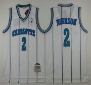 Wholesale Cheap Men's Charlotte Hornets #2 Larry Johnson 1992-93 White Hardwood Classics Soul Swingman Throwback Jersey