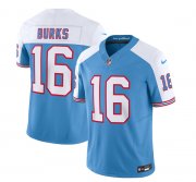 Wholesale Cheap Men's Tennessee Titans #16 Treylon Burks Blue White 2023 F.U.S.E. Vapor Limited Throwback Football Stitched Jersey