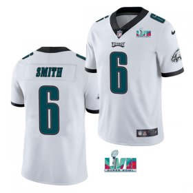 Wholesale Cheap Men\'s Philadelphia Eagles #6 DeVonta Smith White Super Bowl LVII Patch Vapor Untouchable Limited Stitched Jersey