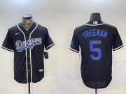 Cheap Men's Los Angeles Dodgers #5 Freddie Freeman Black Cool Base Jerseys