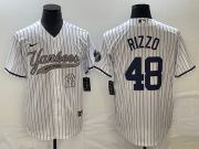 Wholesale Cheap Men's New York Yankees #48 Anthony Rizzo White With Patch Cool Base Stitched Baseball Jersey