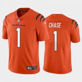 Wholesale Cheap Men\'s Cincinnati Bengals #1 Ja\'Marr Chase Orange 2021 Limited Football Jersey