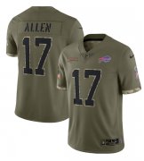 Wholesale Cheap Men's Buffalo Bills #17 Josh Allen 2022 Olive Salute To Service Limited Stitched Jersey