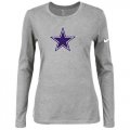 Wholesale Cheap Women's Nike Dallas Cowboys Of The City Long Sleeve Tri-Blend NFL T-Shirt Light Grey