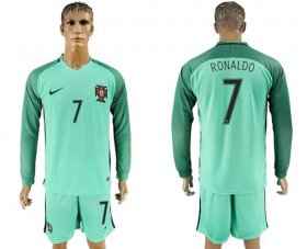 Wholesale Cheap Portugal #7 Ronaldo Away Long Sleeves Soccer Country Jersey