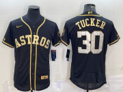 Wholesale Cheap Men's Houston Astros #30 Kyle Tucker Black Gold Flex Base Stitched Jersey