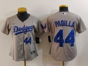 Women's Los Angeles Dodgers #44 Vicente Padilla Number Grey Cool Base Stitched Jerseys