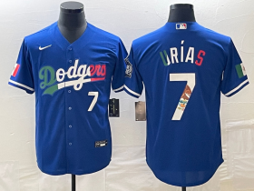 Cheap Men\'s Los Angeles Dodgers #7 Julio Urias Number Blue Cool Base Stitched Jersey04