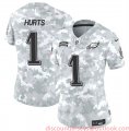 Cheap Women's Philadelphia Eagles #1 Jalen Hurts 2024 F.U.S.E Arctic Camo Salute To Service Limited Stitched Jersey(Run Small)