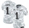 Cheap Women's Philadelphia Eagles #1 Jalen Hurts 2024 F.U.S.E Arctic Camo Salute To Service Limited Stitched Jersey(Run Small)