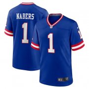 Cheap Men's New York Giants #1 Malik Nabers Royal Classic Football Stitched Game Jersey