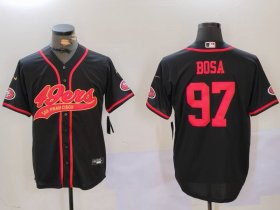 Cheap Men\'s San Francisco 49ers #97 Nick Bosa Black With Patch Cool Base Stitched Baseball Jerseys