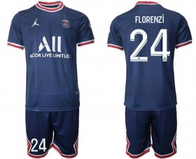 Wholesale Cheap Men 2021-2022 Club Paris Saint-Germain home blue 24 Soccer Jersey