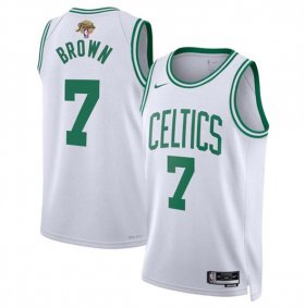 Cheap Men\'s Boston Celtics #7 Jaylen Brown White 2024 Finals Association Edition Stitched Basketball Jersey