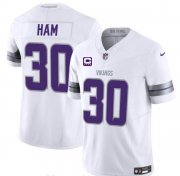 Cheap Men's Minnesota Vikings #30 C.J. Ham White 2024 F.U.S.E. With 4-Star C Patch Winter Warrior Limited Stitched Jersey