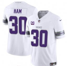 Cheap Men\'s Minnesota Vikings #30 C.J. Ham White 2024 F.U.S.E. With 4-Star C Patch Winter Warrior Limited Stitched Jersey