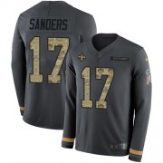 Wholesale Cheap Nike Saints #17 Emmanuel Sanders Anthracite Salute to Service Men's Stitched NFL Limited Therma Long Sleeve Jersey