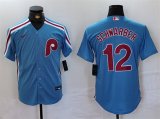 Men's Philadelphia Phillies #12 Kyle Schwarber Blue Cool Base Stitched Jersey