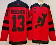 Cheap Men's New Jersey Devils #13 Nico Hischier Red 2024 Stadium Series Authentic Jersey