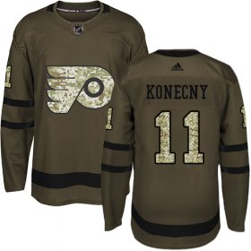 Wholesale Cheap Adidas Flyers #11 Travis Konecny Green Salute to Service Stitched NHL Jersey