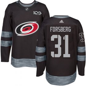 Wholesale Cheap Adidas Hurricanes #31 Anton Forsberg Black 1917-2017 100th Anniversary Stitched NHL Jersey