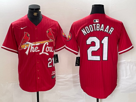 Cheap Men\'s St. Louis Cardinals #21 Lars Nootbaar Red 2024 City Connect Limited Stitched Baseball Jersey